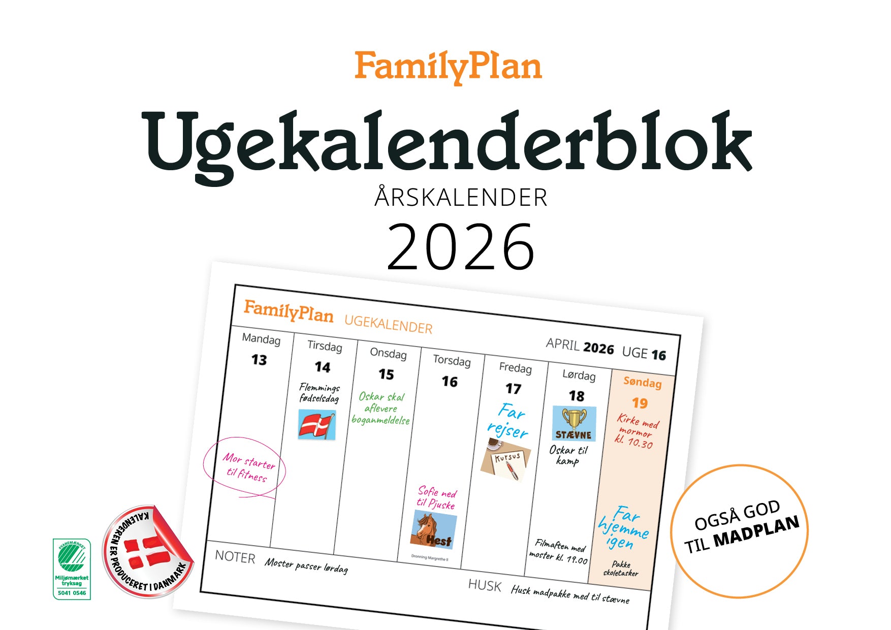 FamilyPlan Ugekalenderblok 2026
