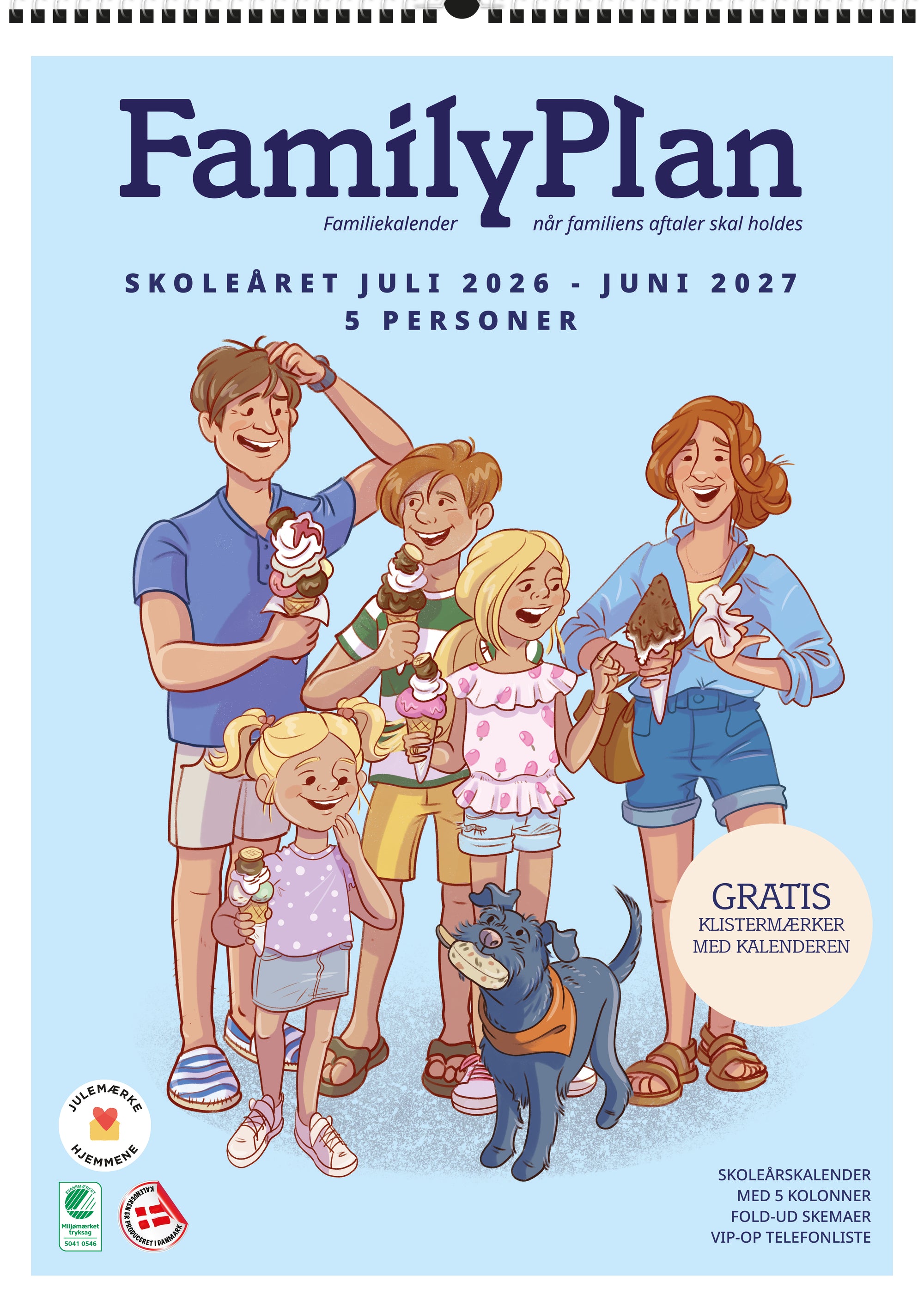 Familiekalender FamilyPlan Skoleåret 2026/27 - 5-pers.