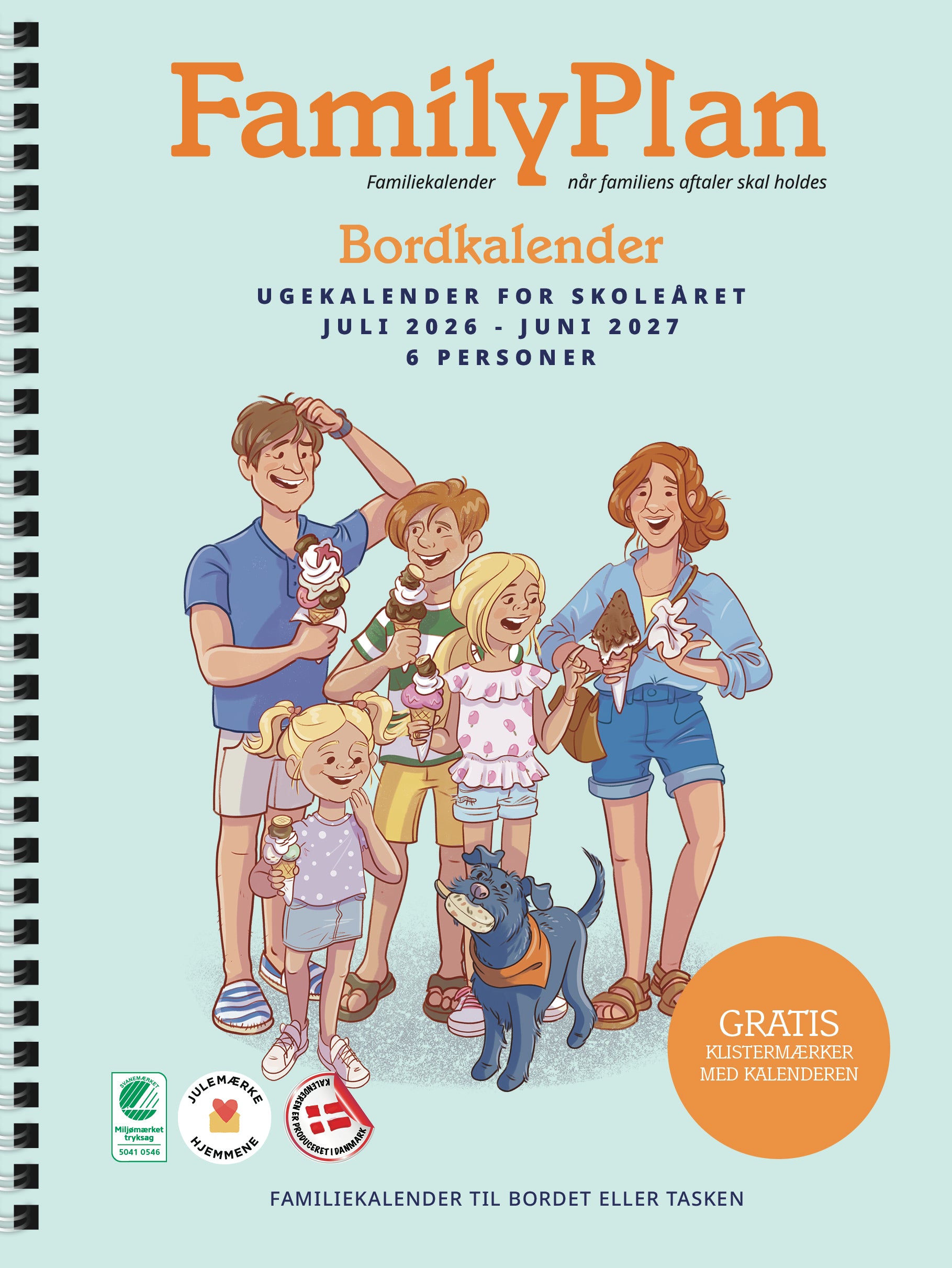 Familiekalender FamilyPlan Bordkalender Skoleåret 2026/27 - 6-pers.