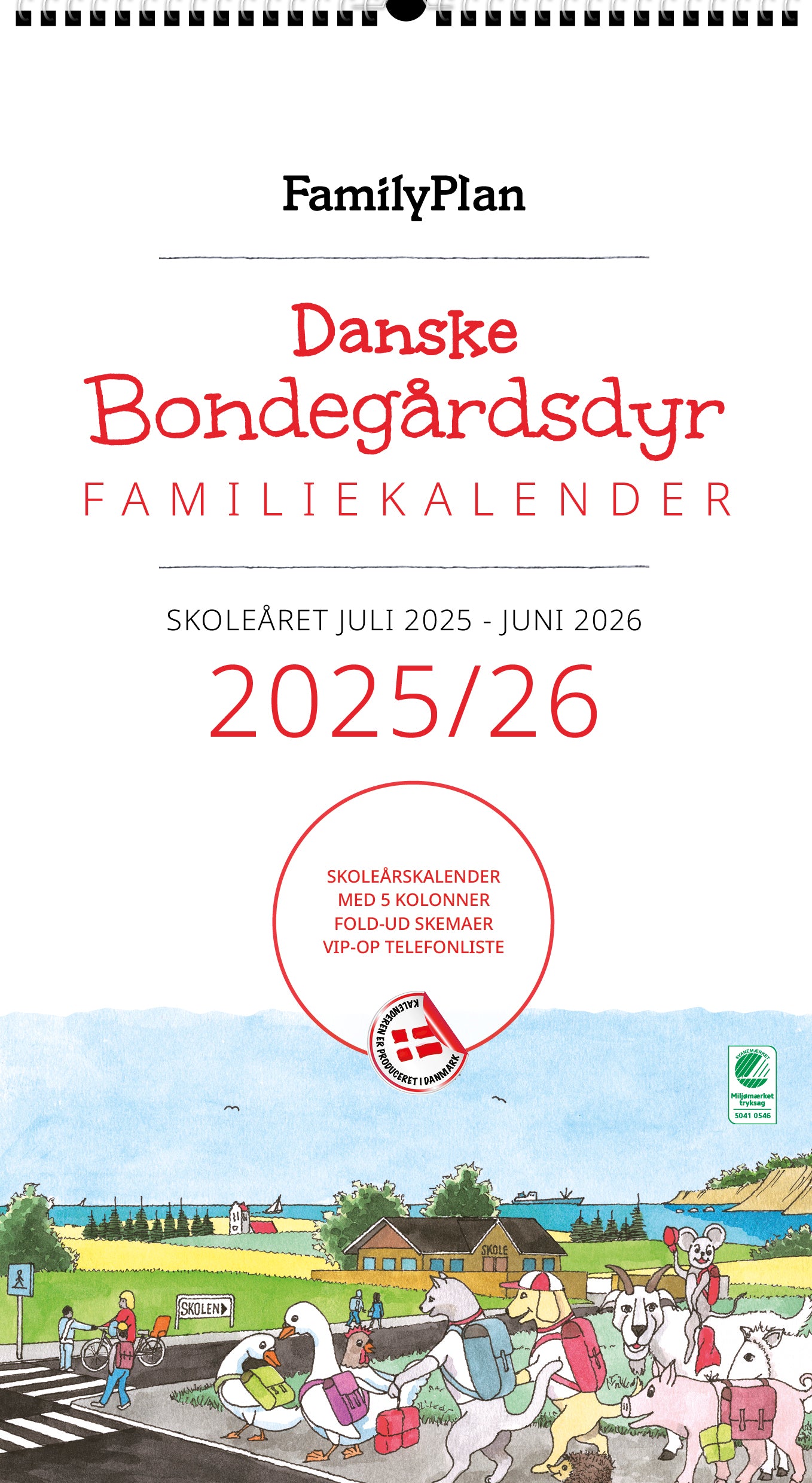 Familiekalender DYR Skoleåret 2025/26 - 5-pers.