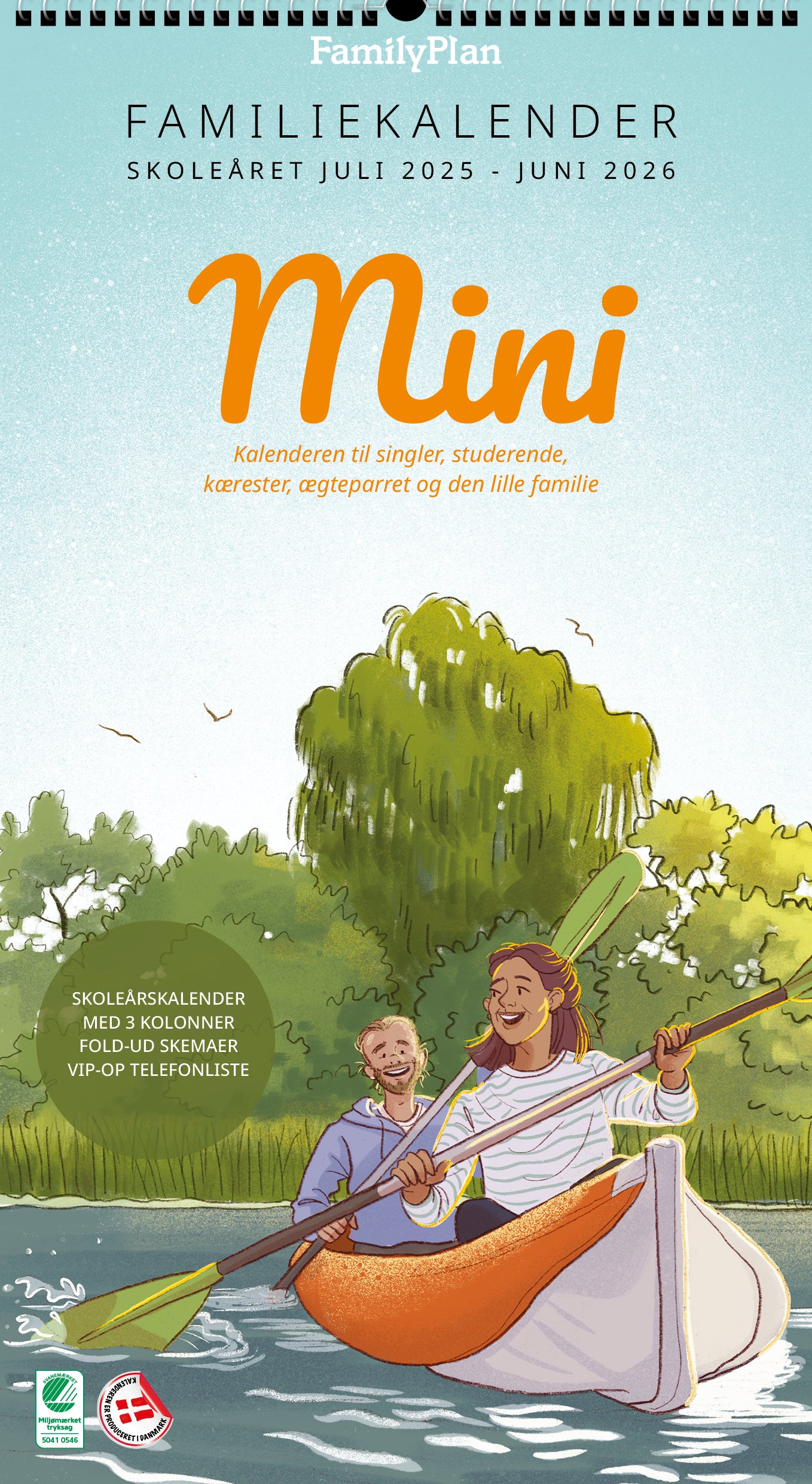 Familiekalender MINI Skoleåret 2025/26 - 3-pers.