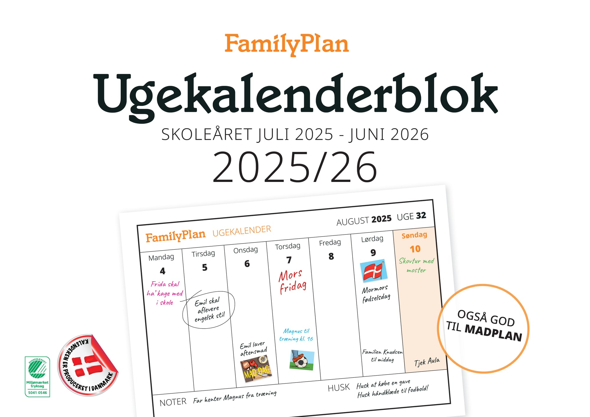 Familiekalender FamilyPlan BLOK Skoleåret 2025/26