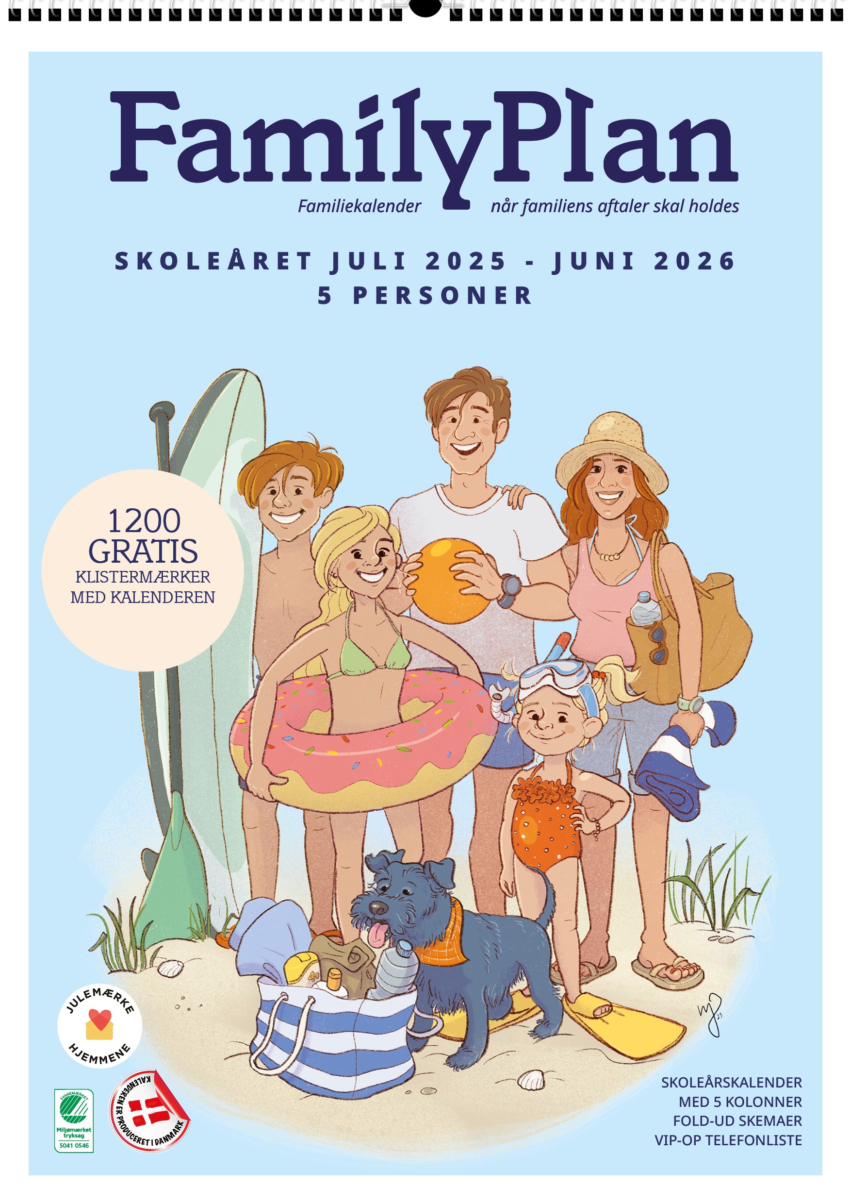 Familiekalender FamilyPlan Skoleåret 2025/26 - 5-pers.