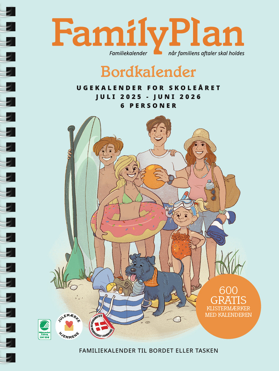 Familiekalender FamilyPlan Bordkalender Skoleåret 2025/26 - 6-pers.