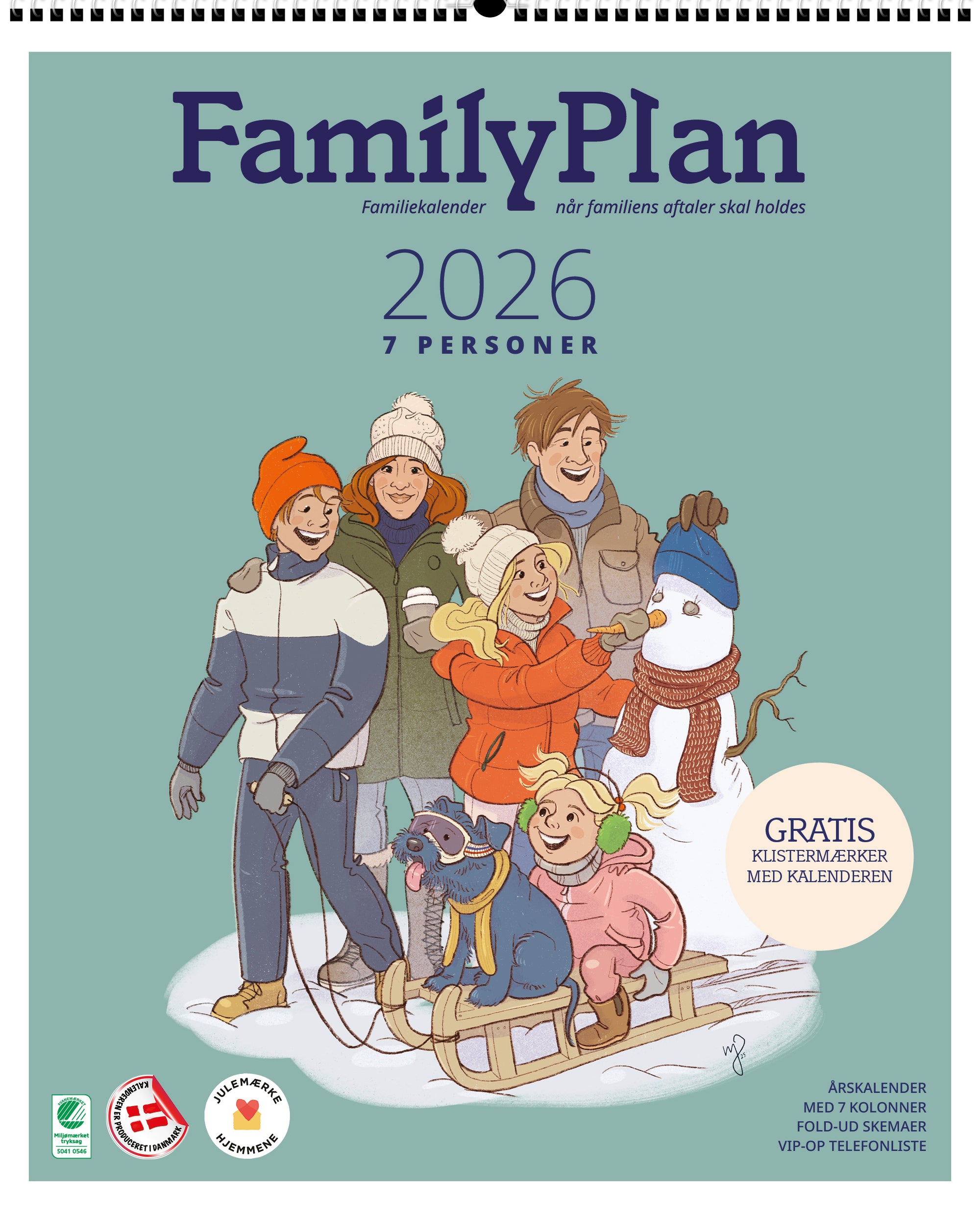 Familiekalender FamilyPlan 2026 - 7-pers.