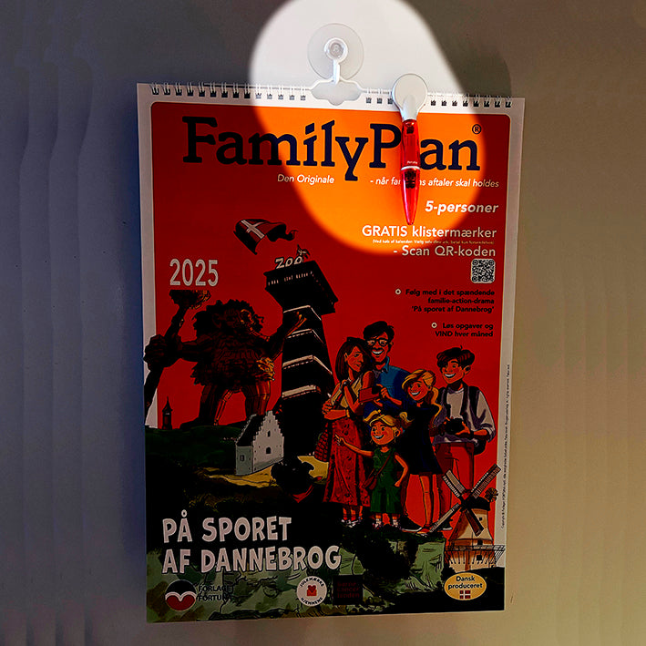 Familiekalender FamilyPlan 2025, 5-pers. - PAKKE inkl. Sugekop og Magnetpen